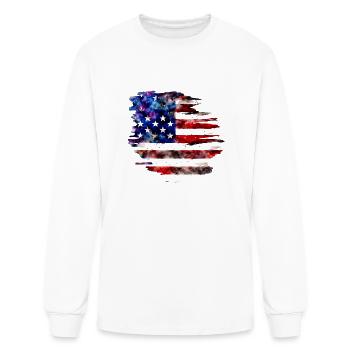 American Flag on Torn Paper - Men's Long Sleeve T-Shirt - white - Front