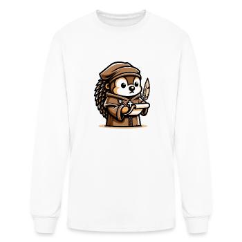 Monk Scribe: The Scholarly Hedgehog - Men's Long Sleeve T-Shirt - white - Front