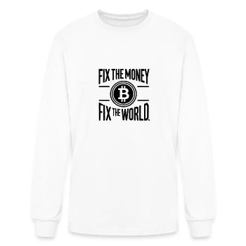 Fix the Money Fix the World Bitcoin Crypto Design - Men's Long Sleeve T-Shirt - white - Front