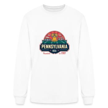 Pennsylvania Emblem with Liberty Bell and Skyline - Men's Long Sleeve T-Shirt - white - Front