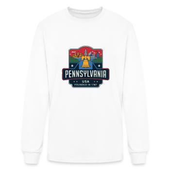 Pennsylvania Emblem with Liberty Bell and Skyline - Men's Long Sleeve T-Shirt - white - Front