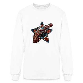 Revolver And Flower Batik Style - Men's Long Sleeve T-Shirt - white - Front