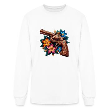 Revolver And Flower Batik Style 7 - Men's Long Sleeve T-Shirt - white - Front