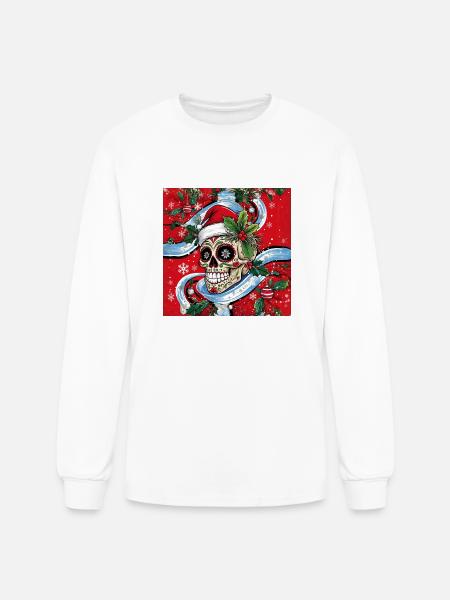 Christmas skull - Men's Long Sleeve T-Shirt - white