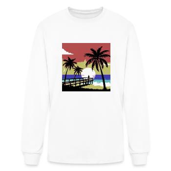 Solitary Reflection at Sunset Pier - Men's Long Sleeve T-Shirt - white - Front