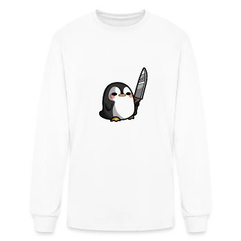 Cute Penguin with Knife - Men's Long Sleeve T-Shirt - white - Front