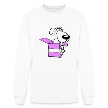Dog Pet Gift Box Funny Crazy Surprise Fun Puppy - Men's Long Sleeve T-Shirt - white - Front