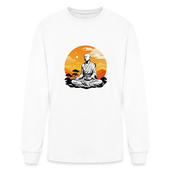 Meditating Monk - Men's Long Sleeve T-Shirt - white - Front