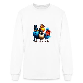 Quirky Flock - Birds in Dramatic Style - Men's Long Sleeve T-Shirt - white - Front