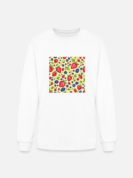 Mixed Berry Seamless Pattern - Men's Long Sleeve T-Shirt - white