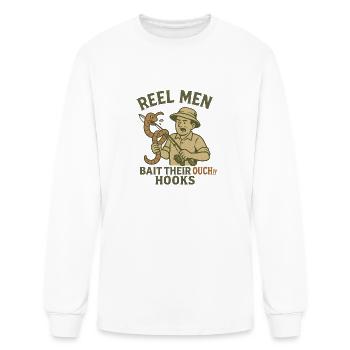 Reel Men Bait Their OUCH Hooks removebg - Men's Long Sleeve T-Shirt - white - Front