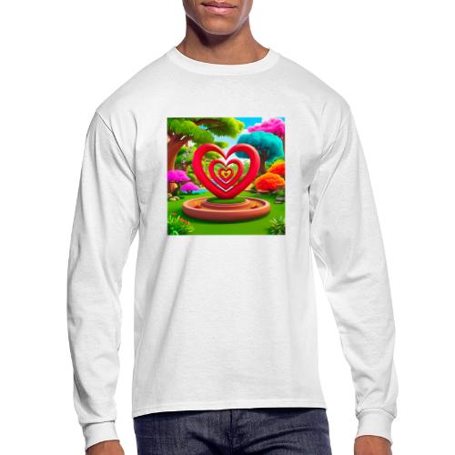Triple heart landscape, nature, love, happiness - Men's Long Sleeve T-Shirt