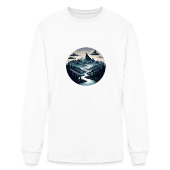 Embossed Mountain Tee – Matte Gloss Texture. - Men's Long Sleeve T-Shirt - white - Front