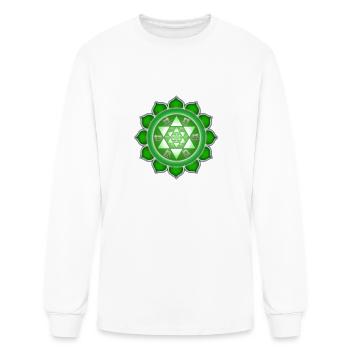 Heart Chakra Fractal Bloom w/Sacred Geometry - Men's Long Sleeve T-Shirt - white - Front