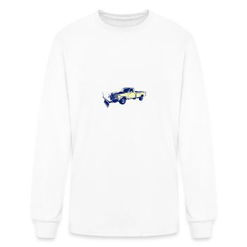 Snow Plow Truck Woodcut - Men's Long Sleeve T-Shirt - white - Front