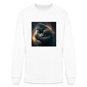 A gorilla space devouring the ring of the planet - Men's Long Sleeve T-Shirt - white - Front