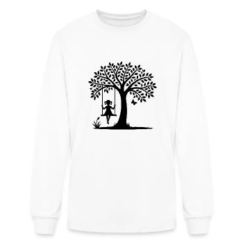 Motif de silhouette d’une fille sur une balançoire - T-shirt à manches longues Homme - blanc - Devant