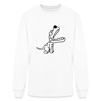 Dog Big Mouth Snout Hunger Looks Up Greedy Eating - Men's Long Sleeve T-Shirt - white - Front