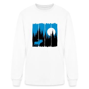 Moose in front of the moon / sun forest dweller - Men's Long Sleeve T-Shirt - white - Front