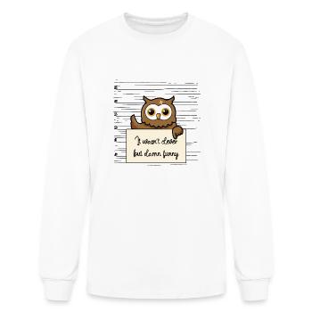 Owl was not clever but funny - Men's Long Sleeve T-Shirt - white - Front