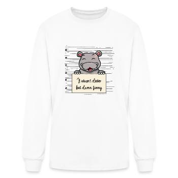 Hippo was not clever but funny - Men's Long Sleeve T-Shirt - white - Front