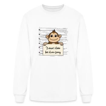 Monkey was not clever but funny - Men's Long Sleeve T-Shirt - white - Front