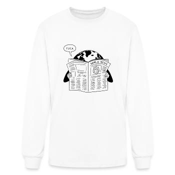 Funny World Newspaper Reading Design - Men's Long Sleeve T-Shirt - white - Front