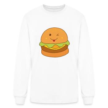 Cute Winking Hamburger - Men's Long Sleeve T-Shirt - white - Front