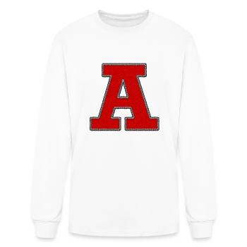A Initial Letter Patch - Men's Long Sleeve T-Shirt - white - Front