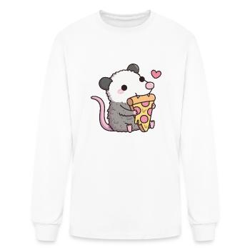 Cute Opossum Eating Pepperoni Pizza - Men's Long Sleeve T-Shirt - white - Front