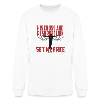 His Cross And Resurrection Set Me Free Christian - Men's Long Sleeve T-Shirt - white - Front
