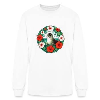 Retro Hawaiian Monk Seal - Men's Long Sleeve T-Shirt - white - Front