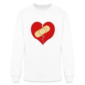 broken heart with bandaid - Men's Long Sleeve T-Shirt - white - Front
