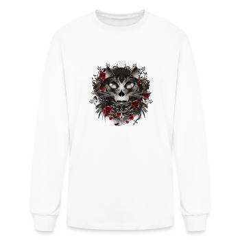 mysterious cat in the dark rose garden - Men's Long Sleeve T-Shirt - white - Front