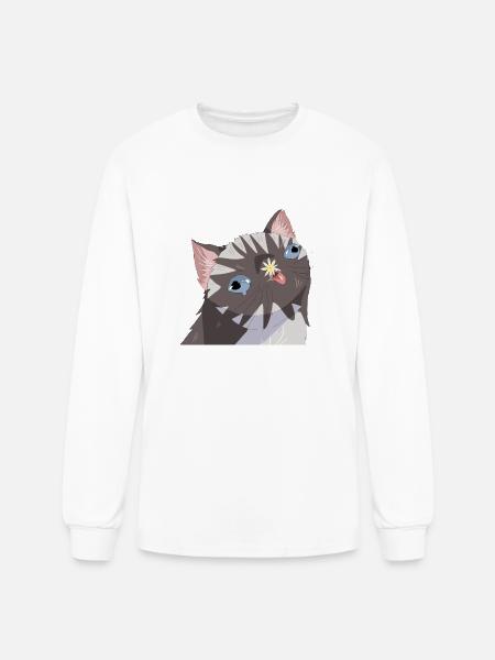 Idiot Cat - Men's Long Sleeve T-Shirt - white