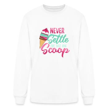 Never Settle for Just One Scoop Summer Scoop Cone - Men's Long Sleeve T-Shirt - white - Front