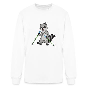 Nordic Walking Comic Waschbär - Men's Long Sleeve T-Shirt - white - Front