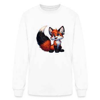Happy Fox with high-tech Earphones - Men's Long Sleeve T-Shirt - white - Front