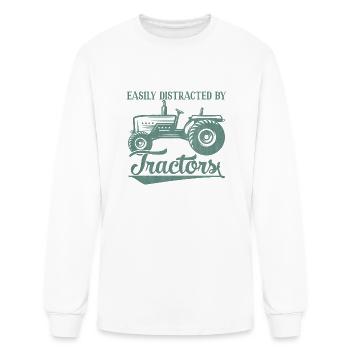 Easily Distracted By Tractors - Men's Long Sleeve T-Shirt - white - Front