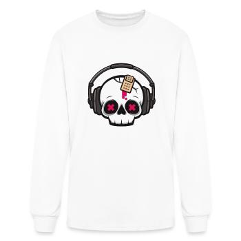 Half skull with earphones - Men's Long Sleeve T-Shirt - white - Front