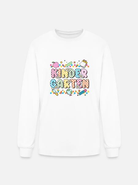 Kindergarten Checkerboard Teacher - Men's Long Sleeve T-Shirt - white