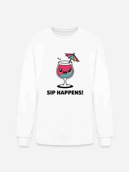 Sip Happens - Men's Long Sleeve T-Shirt - white