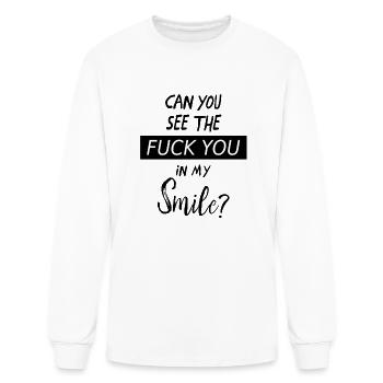 See my smile? | Funny sarcastic frustrated quote - Men's Long Sleeve T-Shirt - white - Front
