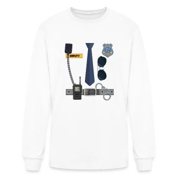 Police Costume Halloween Police Uniform - Men's Long Sleeve T-Shirt - white - Front