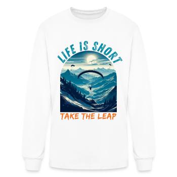 Life is Short - Paraglider Over Alpine Mountains - Men's Long Sleeve T-Shirt - white - Front