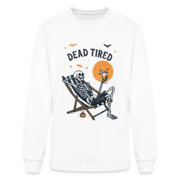 Skeleton Relaxing Under Full Moon - Men's Long Sleeve T-Shirt - white - Front