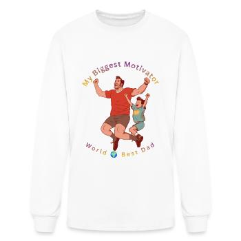 Dad Power: My Biggest Motivator - Men's Long Sleeve T-Shirt - white - Front