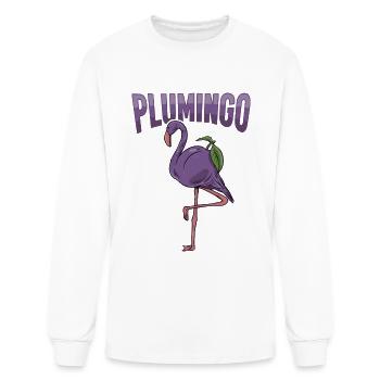 Animal Food Plum Fruit "Plumingo" Flamingo - Men's Long Sleeve T-Shirt - white - Front