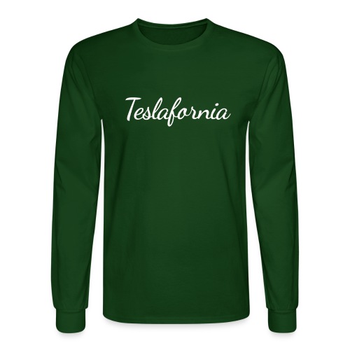 Teslafornia White Script - Men's Long Sleeve T-Shirt