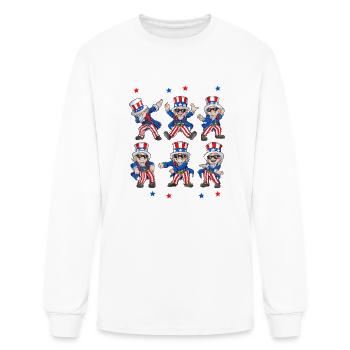 Dancing Dabbing Uncle Sam 4th of July - Men's Long Sleeve T-Shirt - white - Front